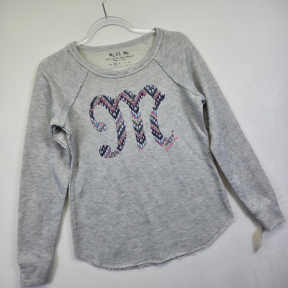 Miss Me Sweater Womens S Gray Pullover‎ Cozy Boho Western Casual Distressed
